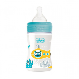 CHICCO BIBERON EN PLASTIQUE 150ML BLEU